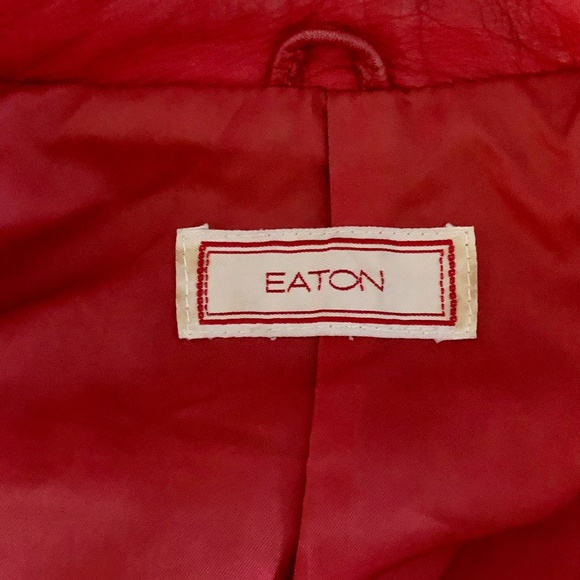 Vintage 'Eaton' Cherry-Red Leather Bomber Jacket - Picture 14 of 14